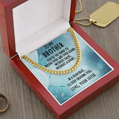 Brother Birthday Love Sister Cuban Link Chain Necklace - Mallard Moon Gift Shop