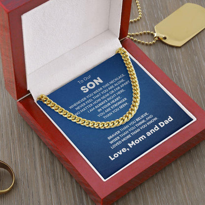 Gift for Son From Mom and Dad Cuban Chain Link Necklace - Mallard Moon Gift Shop