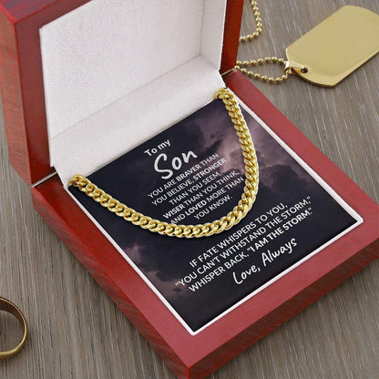 To My Son - I Am the Storm - Cuban Chain Link Necklace - Mallard Moon Gift Shop