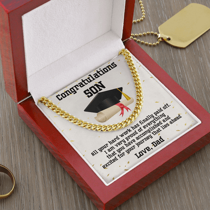 Son Graduation 2022 Love Dad Cuban Link Chain Necklace - Mallard Moon Gift Shop