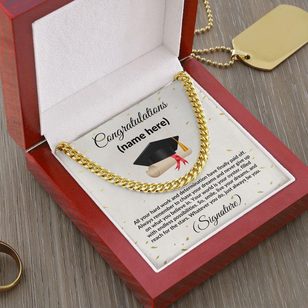 Personalized Graduation Gift for Son, Grandson, Nephew or Brother Cuban Link Necklace - Mallard Moon Gift Shop