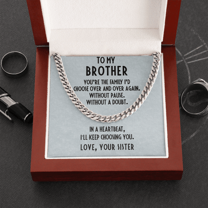 Gift for Brother from Sister Adjustable Cuban Link Chain Necklace - Mallard Moon Gift Shop