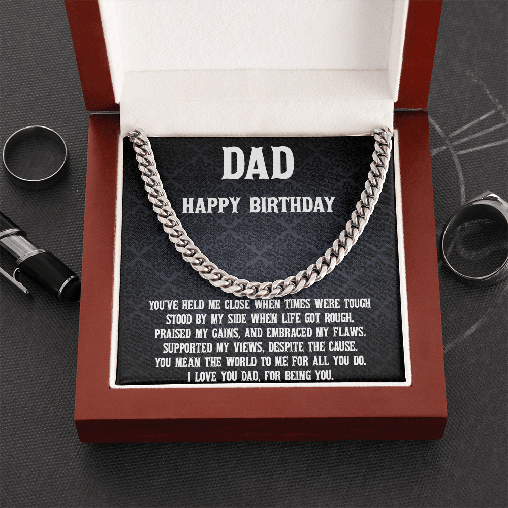 Dad Birthday Gift Cuban Chain Necklace - Mallard Moon Gift Shop