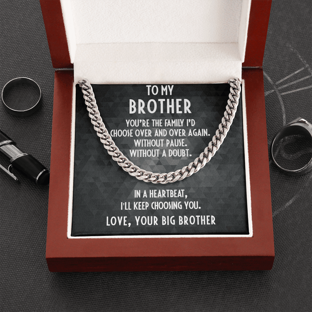 Gift for Little Brother Cuban Link Chain Necklace - Mallard Moon Gift Shop