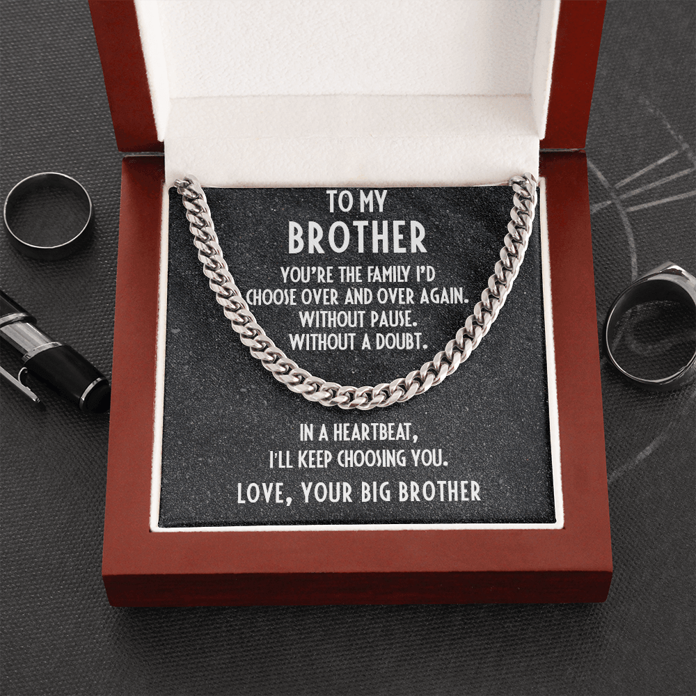 Gift for Brother Love Big Brother Cuban Link Chain Necklace - Mallard Moon Gift Shop
