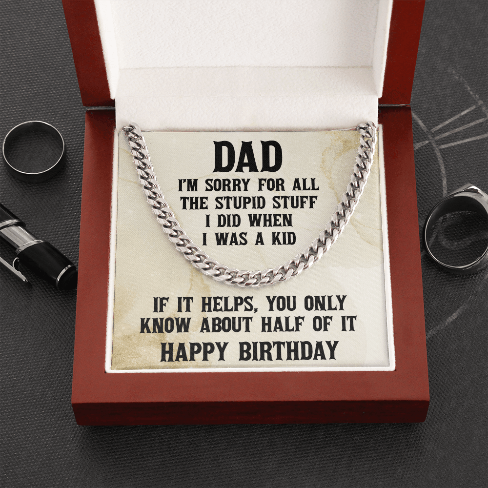 Dad Birthday Funny Cuban Link Chain Necklace - Mallard Moon Gift Shop