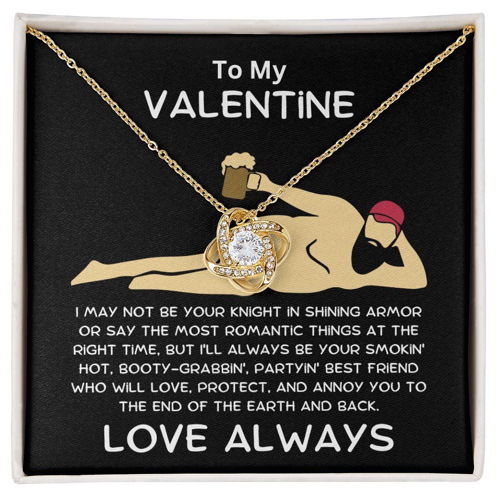 Funny Valentine Gift - Knight in Shining Armor - Love Knot Necklace with Message Card and Gift Box - Mallard Moon Gift Shop