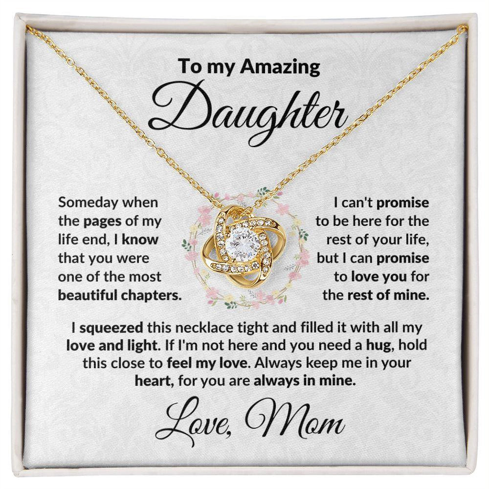To My Amazing Daughter - I Promise - Love Knot Necklace with Message Card and Gift Box