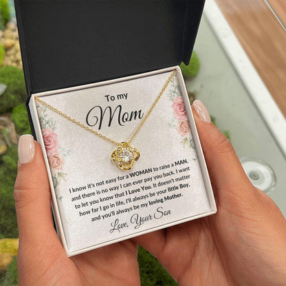 Gift for Mom from Son Love Knot Necklace with Message Card Gift Box - Mallard Moon Gift Shop