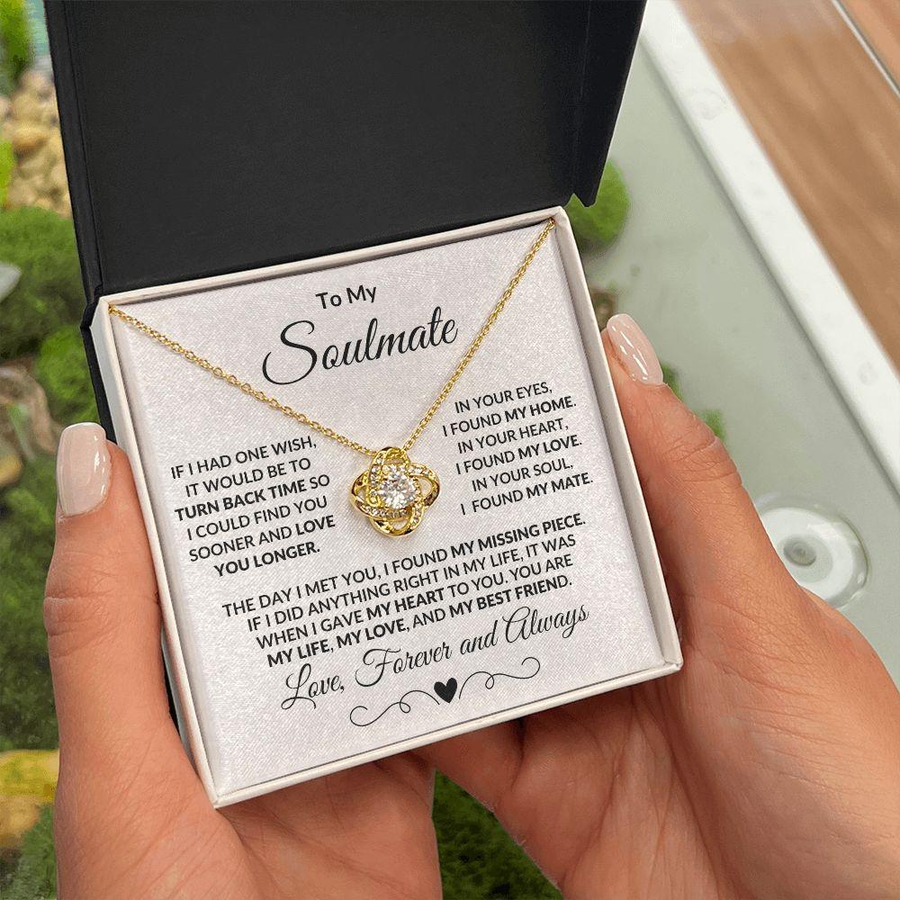 To My Soulmate I Found My Missing Piece Love Knot Necklace with Message Card and Gift Box - Mallard Moon Gift Shop