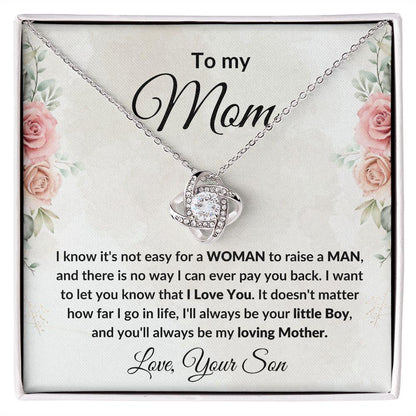 Gift for Mom from Son Love Knot Necklace with Message Card Gift Box - Mallard Moon Gift Shop