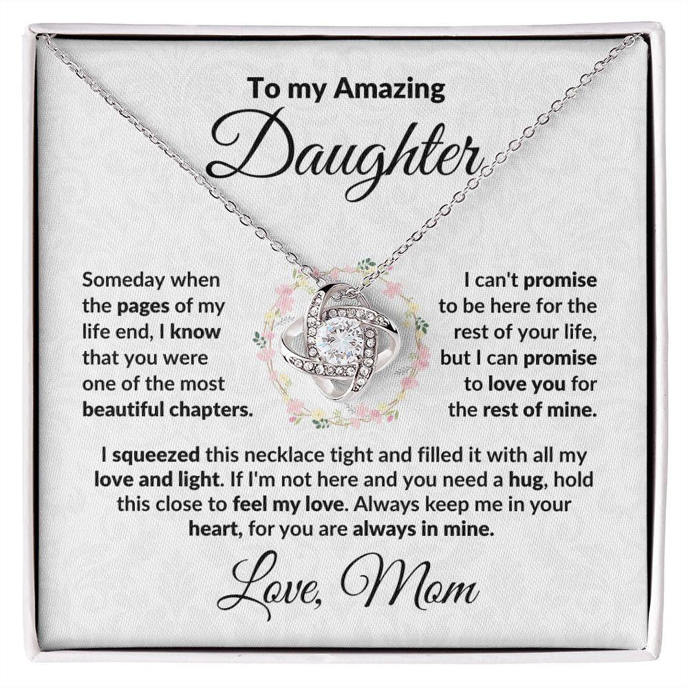 To My Amazing Daughter - I Promise - Love Knot Necklace with Message Card and Gift Box - Mallard Moon Gift Shop