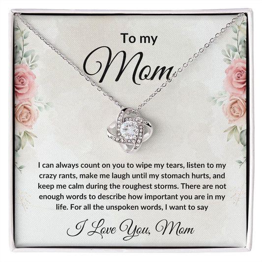 Heartfelt Gift for Mom Love Knot Necklace with Message Card Gift Box - Mallard Moon Gift Shop