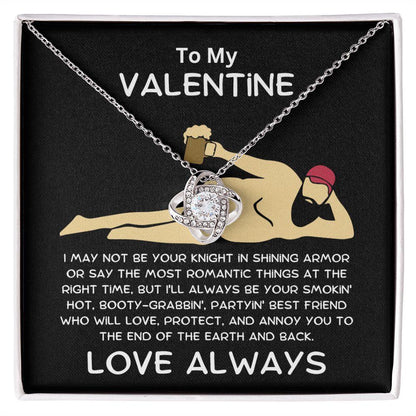 Funny Valentine Gift - Knight in Shining Armor - Love Knot Necklace with Message Card and Gift Box - Mallard Moon Gift Shop