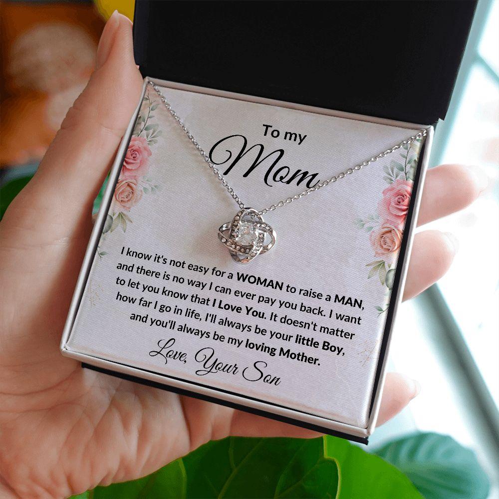 Gift for Mom from Son Love Knot Necklace with Message Card Gift Box - Mallard Moon Gift Shop