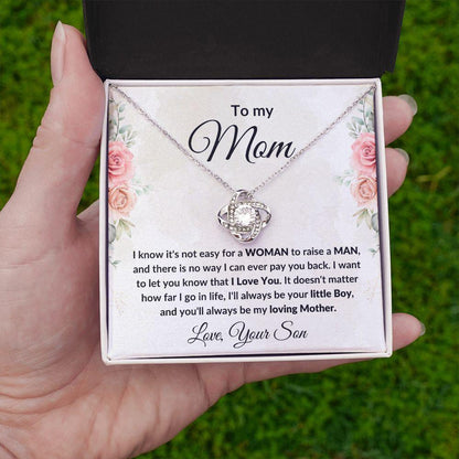 Gift for Mom from Son Love Knot Necklace with Message Card Gift Box - Mallard Moon Gift Shop