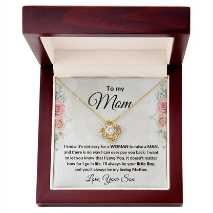 Gift for Mom from Son Love Knot Necklace with Message Card Gift Box - Mallard Moon Gift Shop