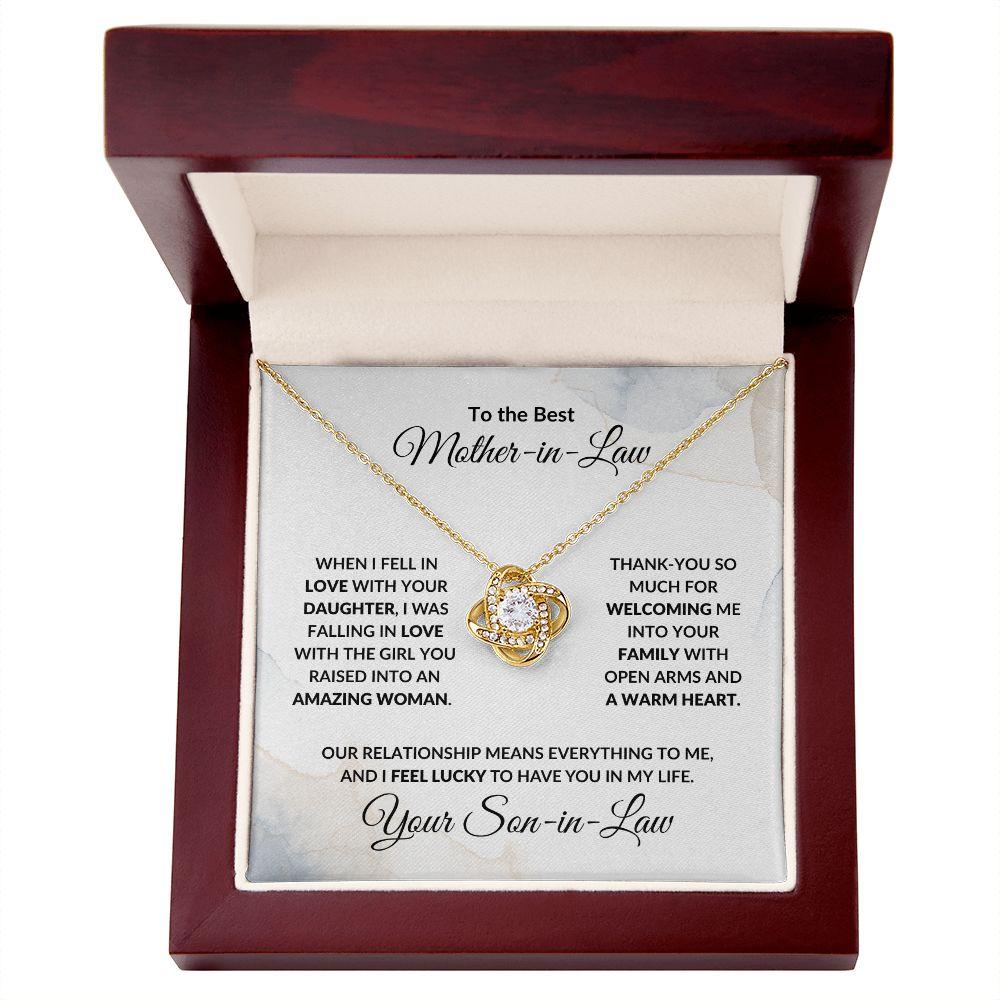 To the Best Mother-in-Law Love Knot Necklace From Son-in-Law - Mallard Moon Gift Shop