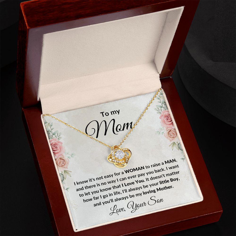 Gift for Mom from Son Love Knot Necklace with Message Card Gift Box - Mallard Moon Gift Shop