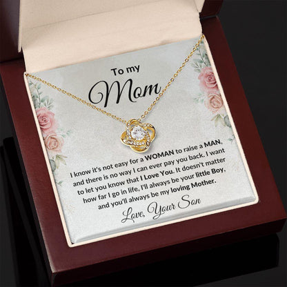 Gift for Mom from Son Love Knot Necklace with Message Card Gift Box - Mallard Moon Gift Shop