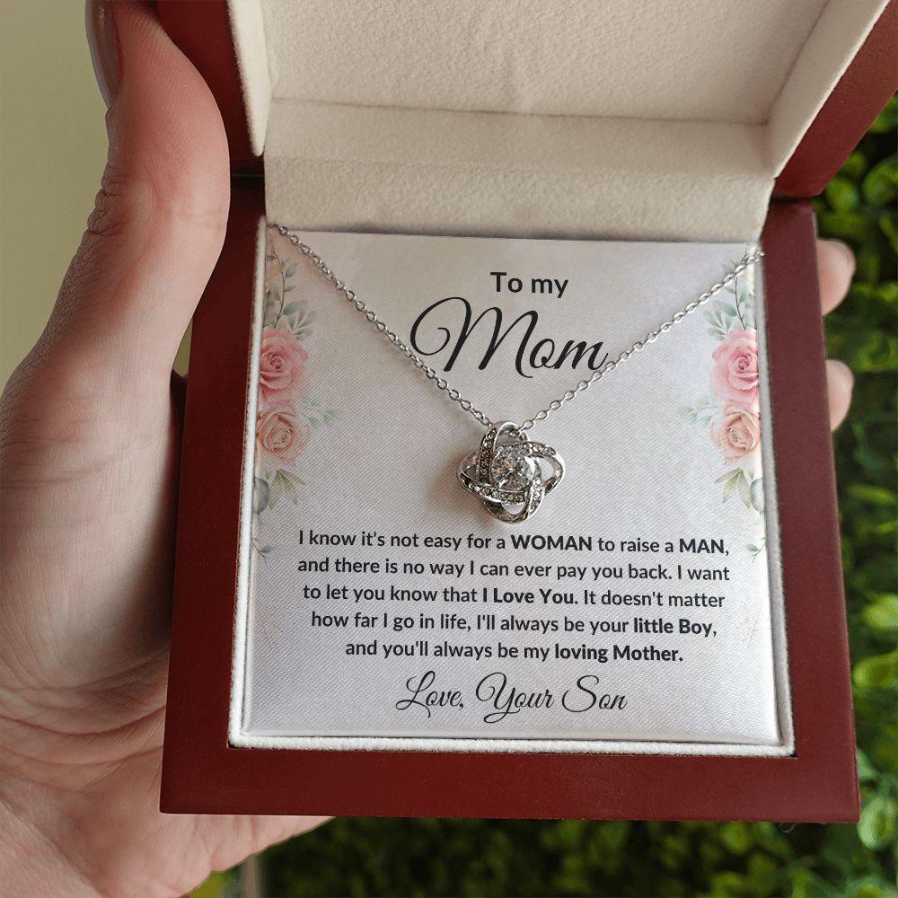 Gift for Mom from Son Love Knot Necklace with Message Card Gift Box - Mallard Moon Gift Shop