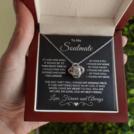 To My Soulmate You Are My Life Love Knot Necklace with Message Card and Gift Box - Mallard Moon Gift Shop