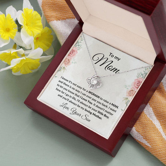 Gift for Mom from Son Love Knot Necklace with Message Card Gift Box - Mallard Moon Gift Shop