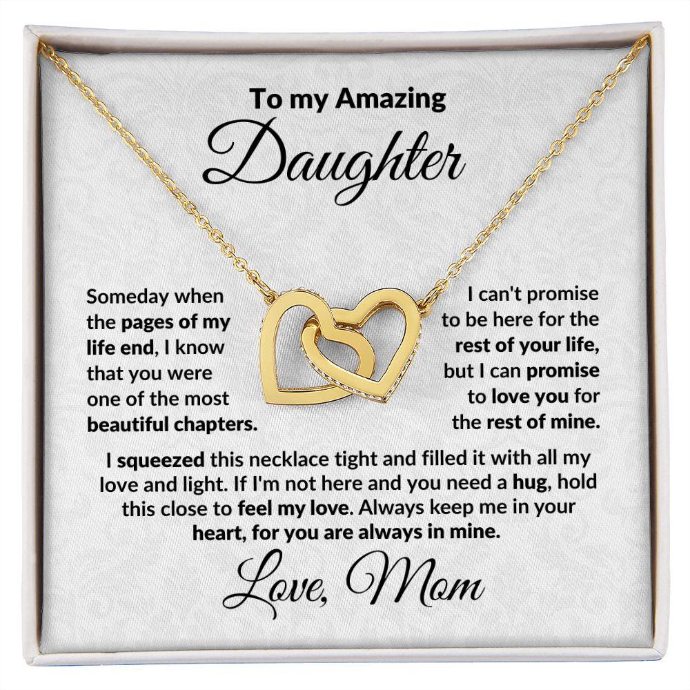 To My Amazing Daughter Interlocking Hearts Pendant Necklace with Personalized Message Card - Mallard Moon Gift Shop
