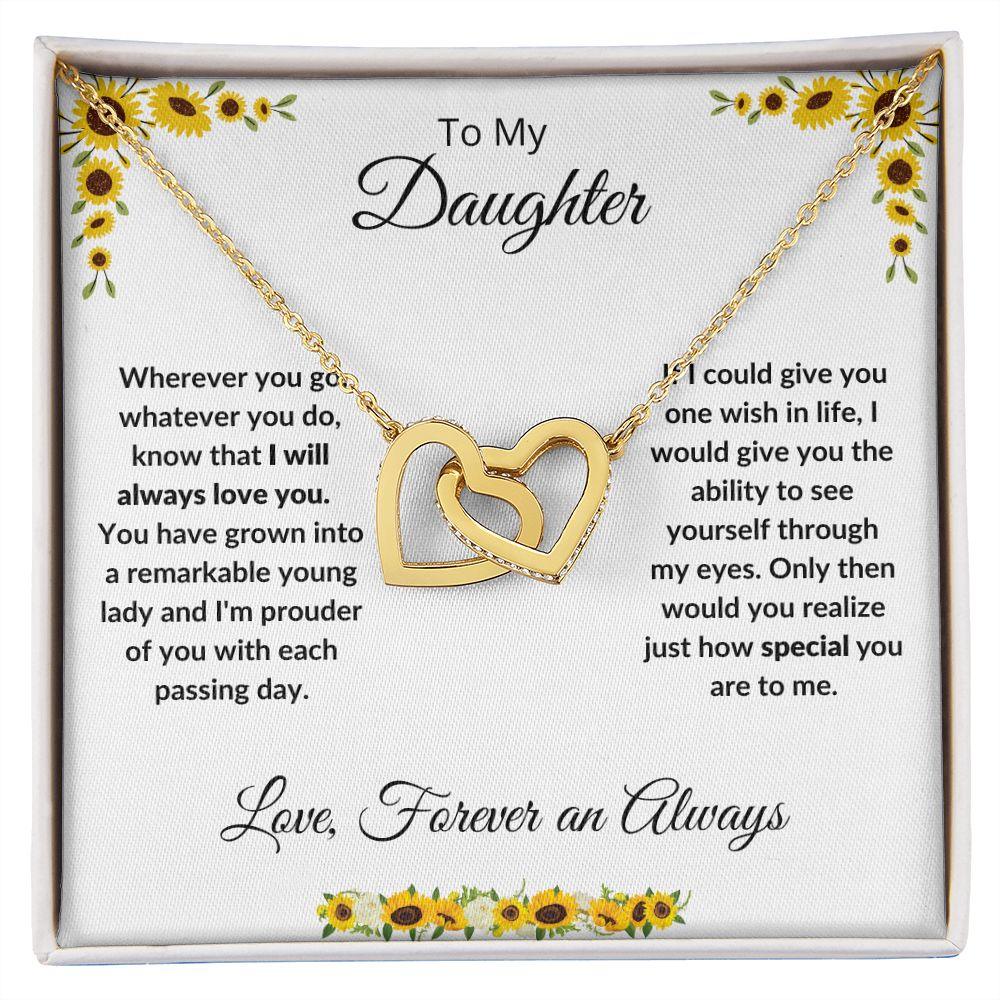 Daughter -Love Always - Interlocking Hearts Necklace - Mallard Moon Gift Shop