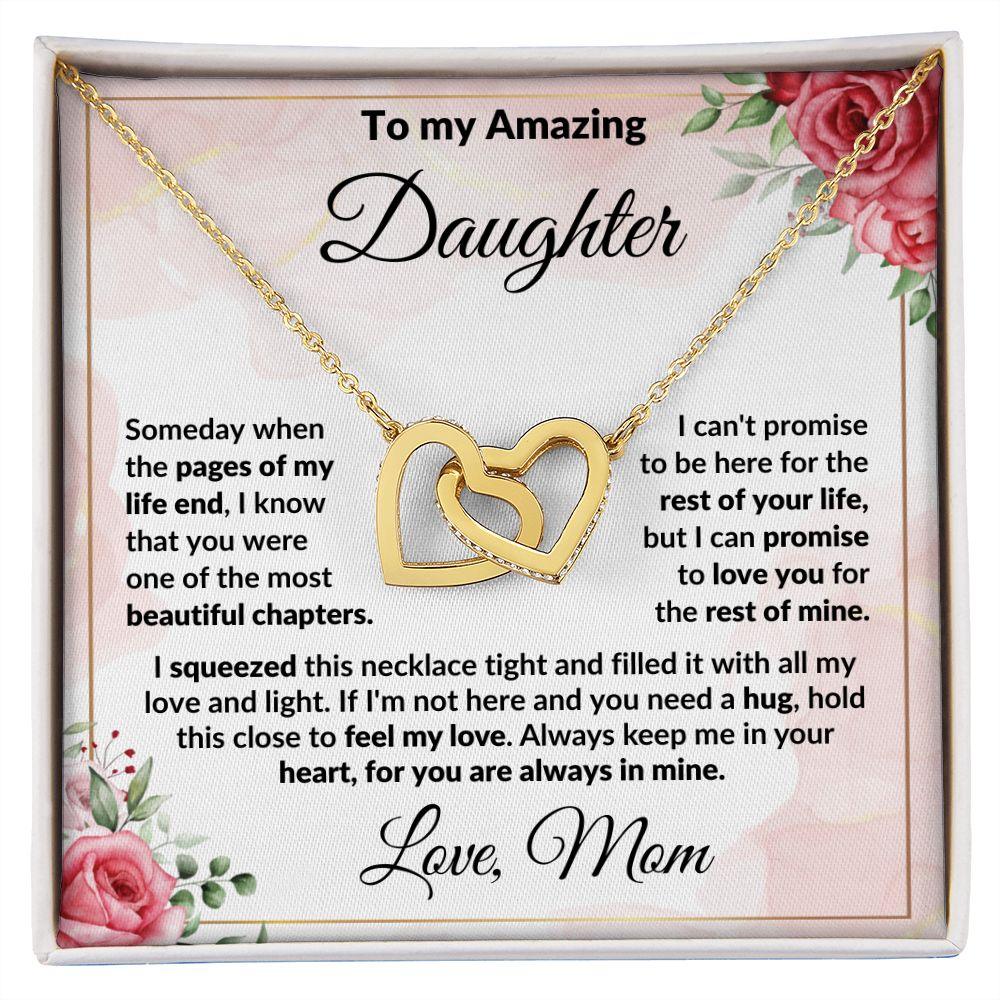To My Amazing Daughter - I Promise to Love You - Interlocking Hearts Necklace - Mallard Moon Gift Shop