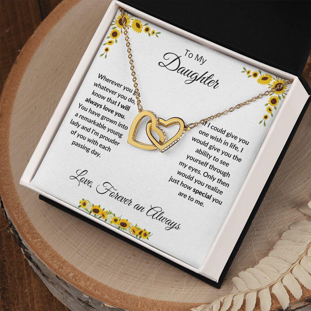 Daughter -Love Always - Interlocking Hearts Necklace - Mallard Moon Gift Shop
