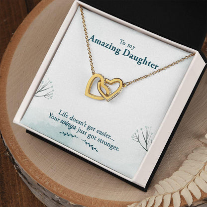 Amazing Daughter Life Doesn’t Get Easier, You Get Stronger Interlocking Hearts Necklace - Mallard Moon Gift Shop