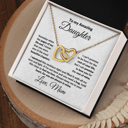 To My Amazing Daughter Interlocking Hearts Pendant Necklace with Personalized Message Card - Mallard Moon Gift Shop