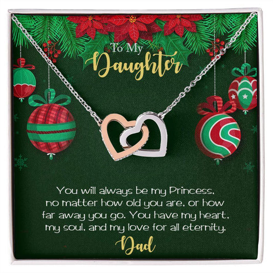 Daughter Christmas Interlocking Hearts Necklace Gift from Dad - Mallard Moon Gift Shop