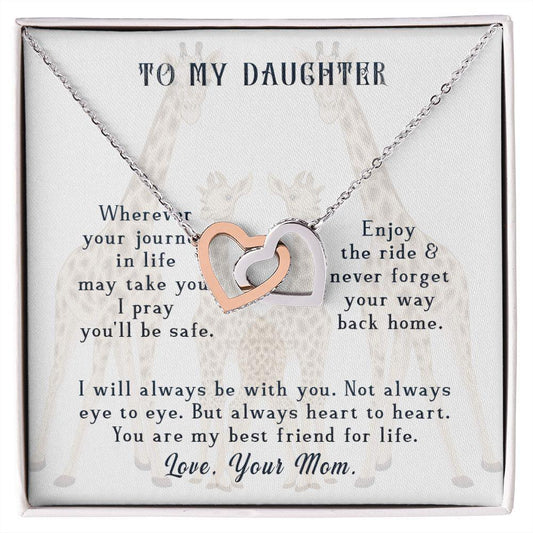 To My Daughter Your Journey in Life Interlocking Hearts Necklace - Mallard Moon Gift Shop