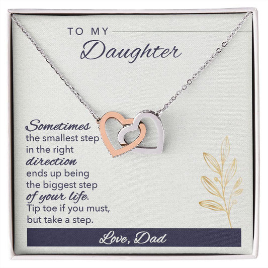 Gift for Daughter Love Dad Interlocking Hearts Necklace - Mallard Moon Gift Shop