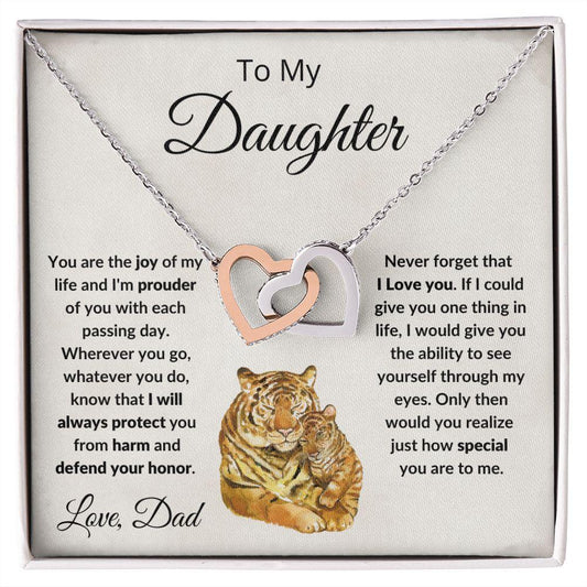 To My Daughter Joy of My Life Love Dad Interlocking Hearts Necklace - Mallard Moon Gift Shop
