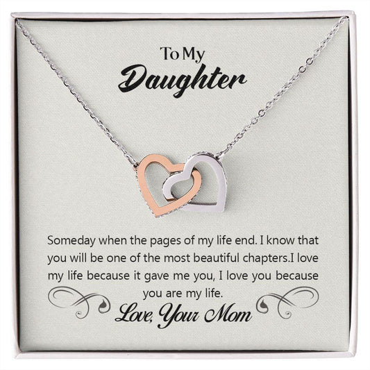To My Daughter Pages of Life Interlocking Hearts Necklace - Mallard Moon Gift Shop