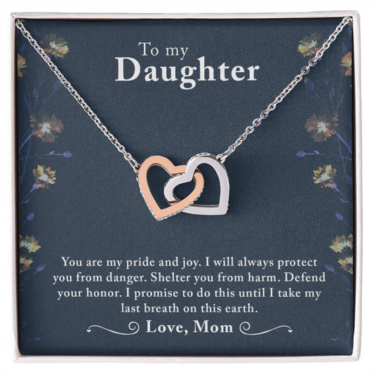 To My Daughter -You Are My Pride And Joy - Interlocking Hearts Necklace - Mallard Moon Gift Shop