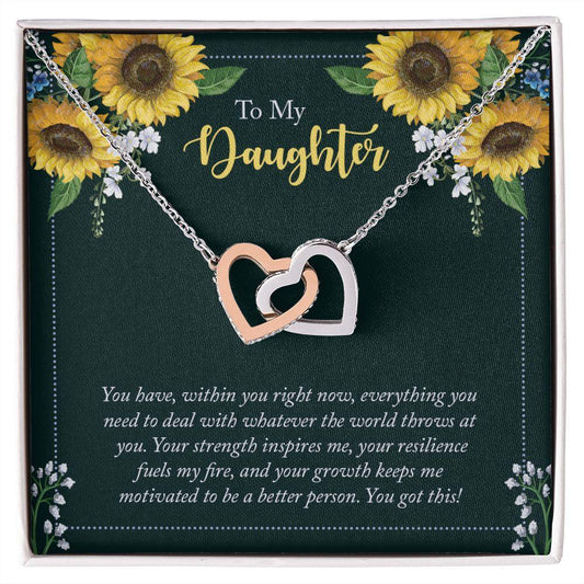 To My Daughter Encouragement Interlocking Hearts Necklace - Mallard Moon Gift Shop