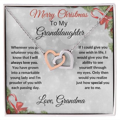 Christmas Gift for Granddaughter Interlocking Hearts Pendant Necklace - Mallard Moon Gift Shop