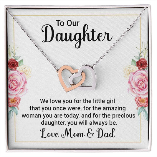 To Our Daughter, We Love You Interlocking Hearts Necklace - Mallard Moon Gift Shop