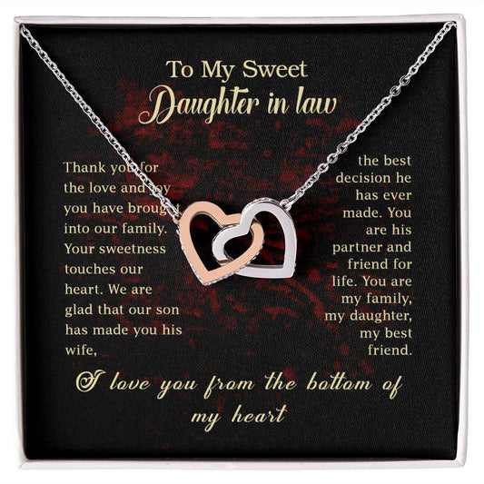 To my Daughter In Law Gift Interlocking Hearts Necklace - Mallard Moon Gift Shop