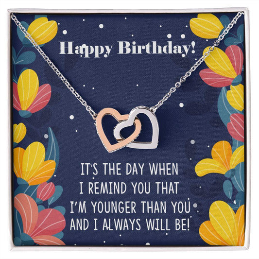 Siblings Birthday Interlocking Hearts Necklace - Mallard Moon Gift Shop