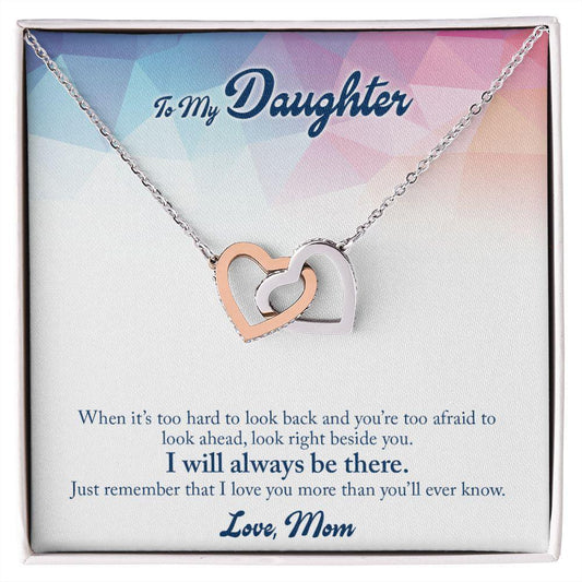 Gift for Daughter - I Will Always Be There - Interlocking Hearts Necklace - Mallard Moon Gift Shop