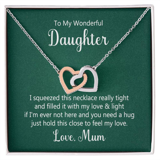 To My Wonderful Daughter Interlocking Hearts Necklace - Mallard Moon Gift Shop