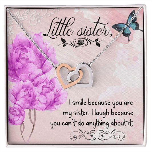 I Smile Because you are my Little Sister Interlocking Hearts Necklace - Mallard Moon Gift Shop