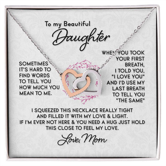 To My Beautiful Daughter Interlocking Hearts Necklace - Mallard Moon Gift Shop