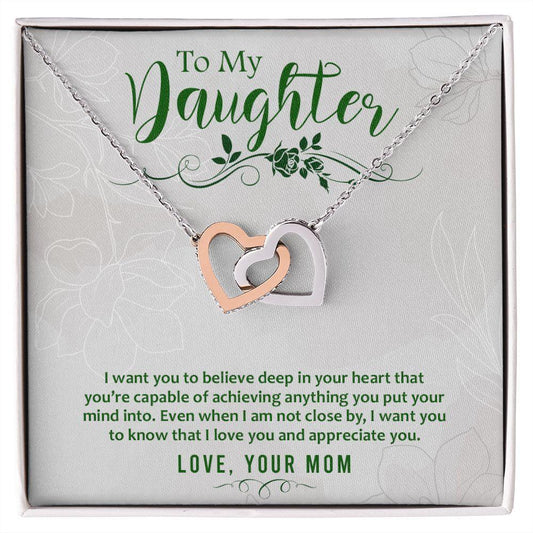To My Daughter-I Want You to Believe Interlocking Hearts Necklace - Mallard Moon Gift Shop