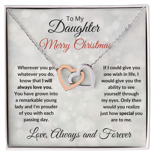 Daughter Christmas Gift - Love Forever and Always - Interlocking Hearts Necklace - Mallard Moon Gift Shop